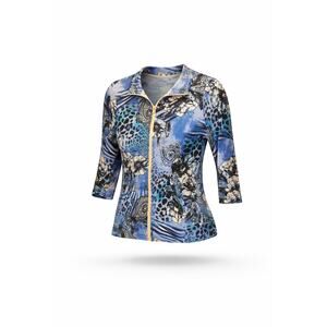 Onque Petite Zipper Front Shirt/Jacket PS 3/4 Sleeves Soft Colorful Casual